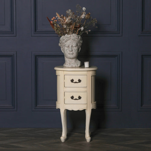 Aged Ivory Oval Side Table