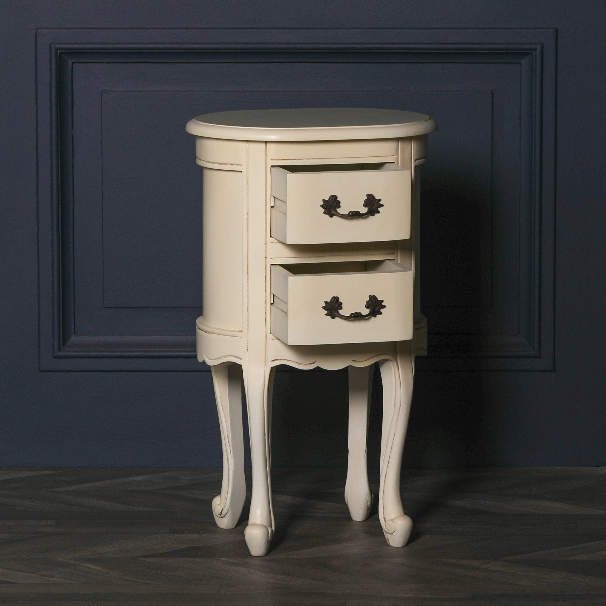 Aged Ivory Oval Side Table