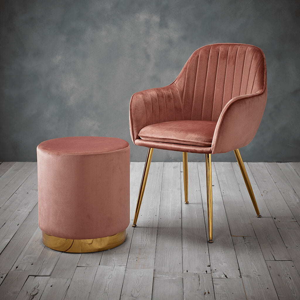 Lara Pouffe Vintage Pink Velvet