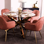 Lara Dining Chair Vintage Pink With Gold Legs (Pack of 2)