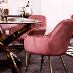 Lara Dining Chair Vintage Pink With Gold Legs (Pack of 2)
