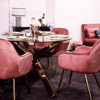 Lara Dining Chair Vintage Pink With Gold Legs (Pack of 2)