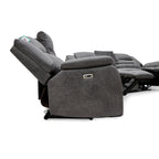 Leon Grey Tech Fabric 3 Seater Electric Reclining Sofa With Fold Down Cup Holders & USB/C Charging Ports