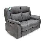 Leon Grey Tech Fabric 2 Seater Electric Reclining Sofa USB/C Charging Ports