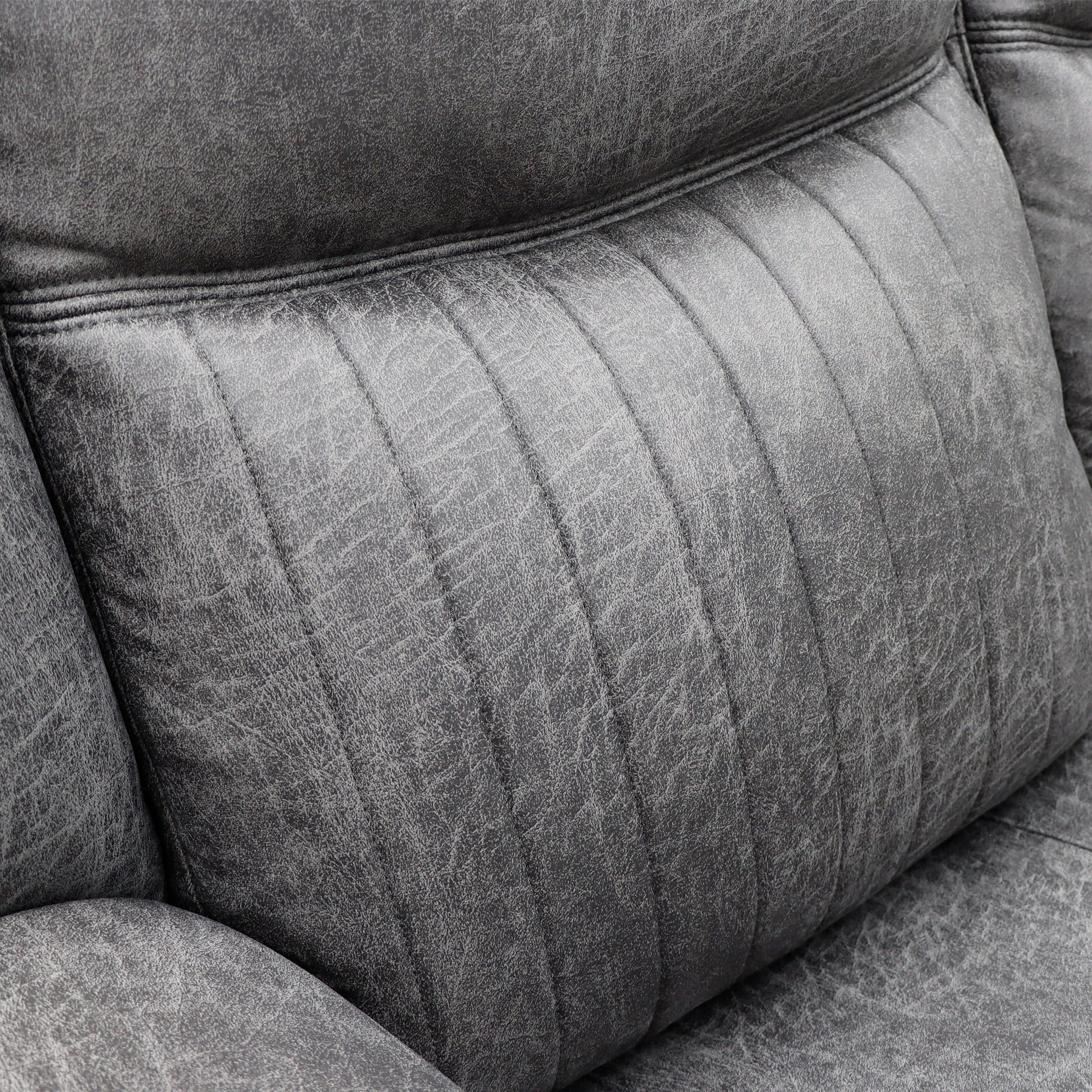Leon Grey Tech Fabric 3 Seater Electric Reclining Sofa With Fold Down Cup Holders & USB/C Charging Ports
