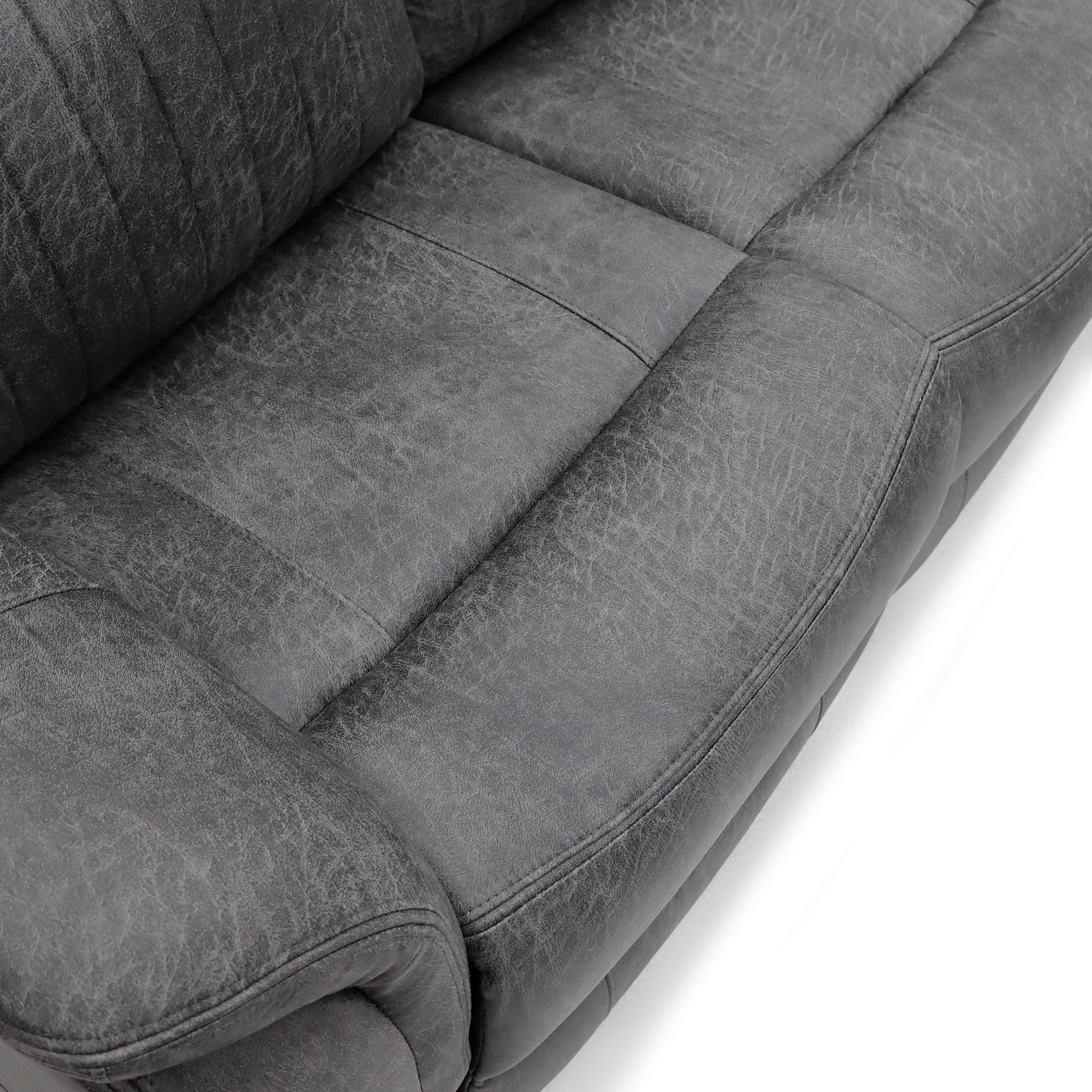 Leon Grey Tech Fabric 3 Seater Electric Reclining Sofa With Fold Down Cup Holders & USB/C Charging Ports