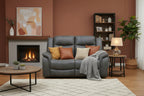 Leon Grey Tech Fabric 2 Seater Electric Reclining Sofa USB/C Charging Ports