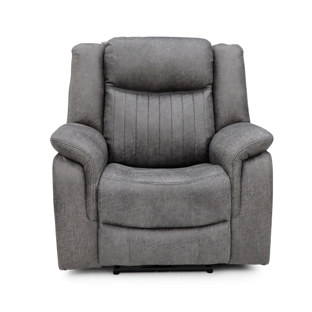 Leon Grey Tech Fabric Armchair Electric Reclining Sofa USB/C Charging Ports
