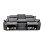 Leon Grey Tech Fabric 3 Seater Electric Reclining Sofa With Fold Down Cup Holders & USB/C Charging Ports
