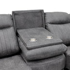 Leon Grey Tech Fabric 3 Seater Electric Reclining Sofa With Fold Down Cup Holders & USB/C Charging Ports