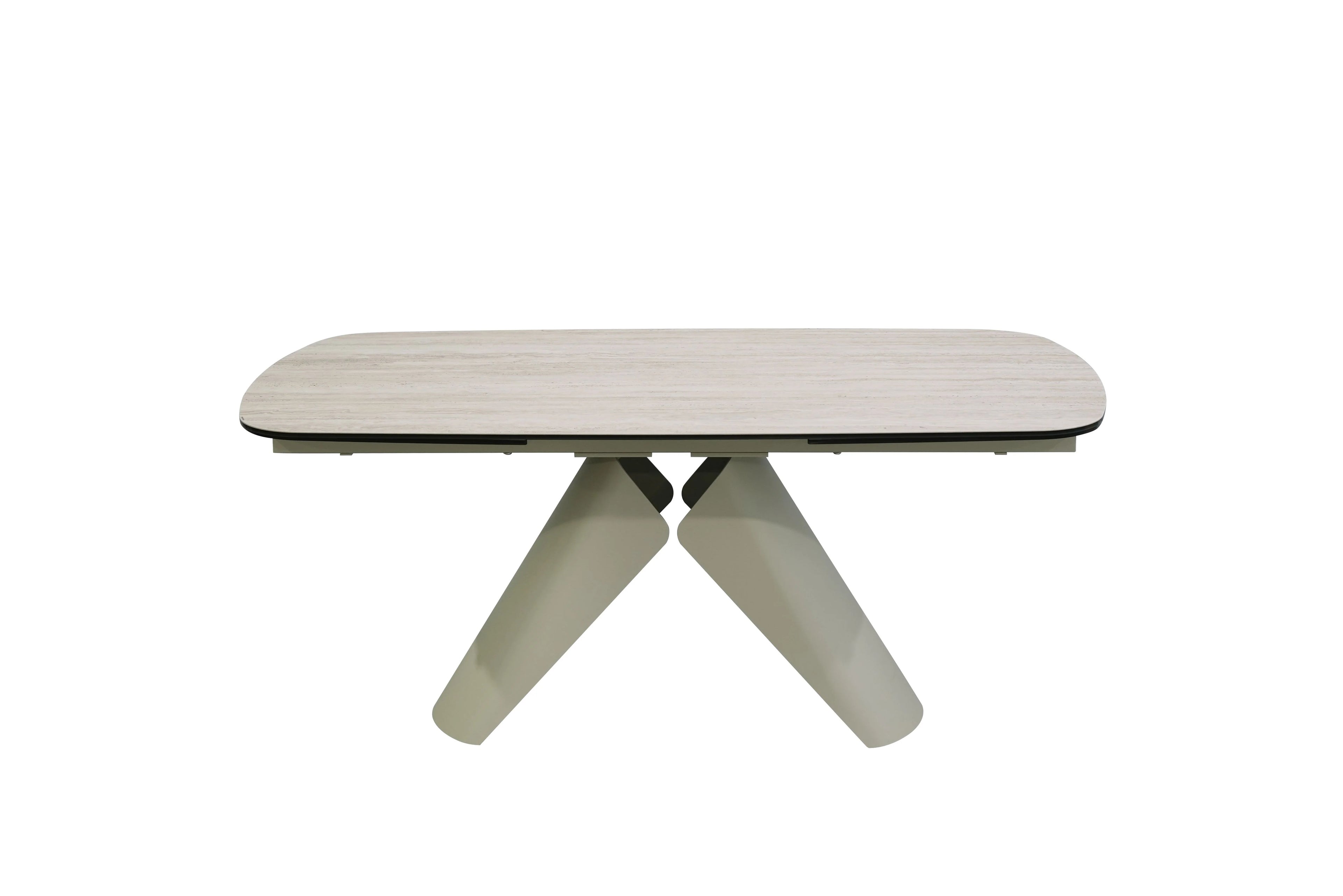 Leoni Extending Dining Table Champagne & Travertine