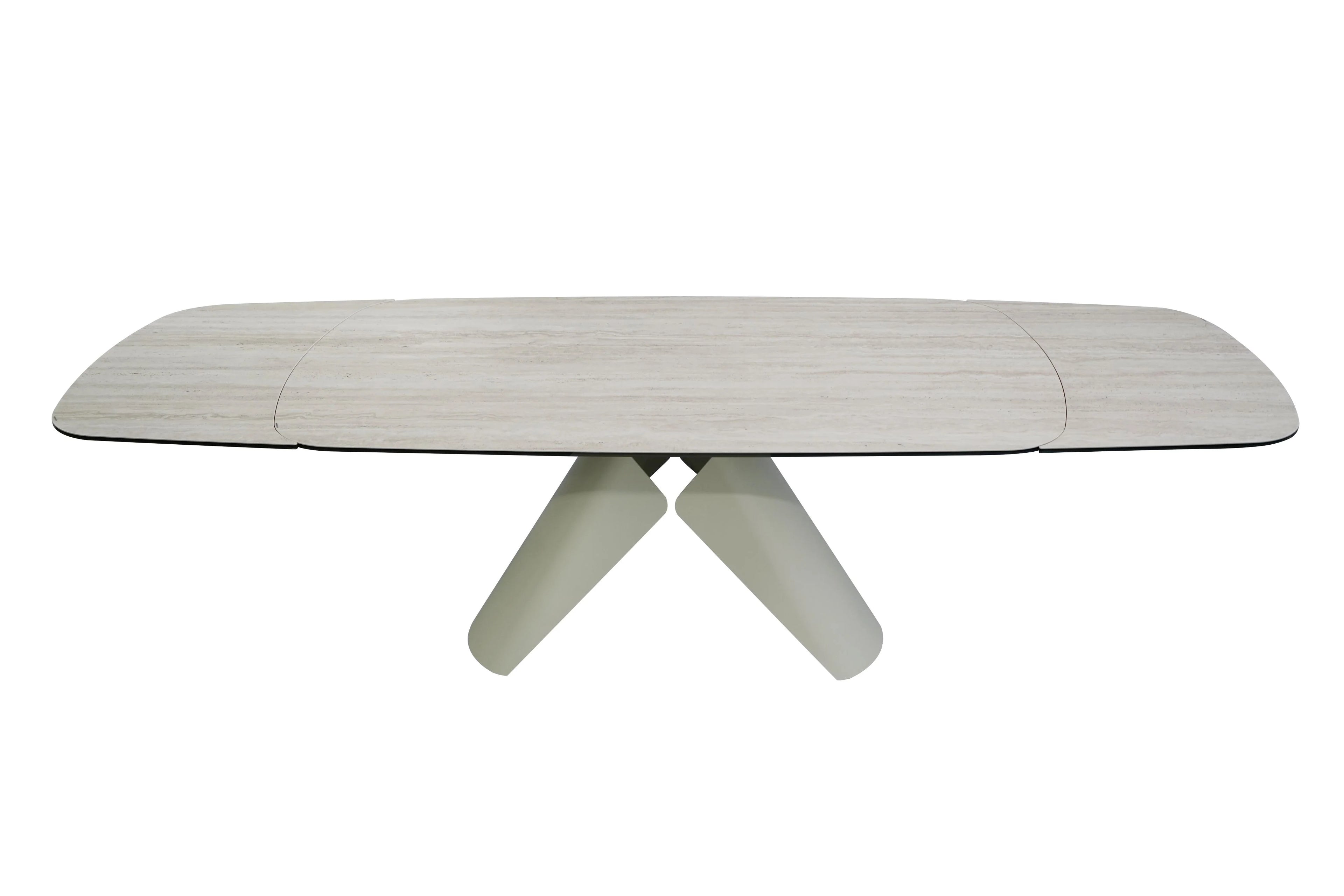 Leoni Extending Dining Table Champagne & Travertine
