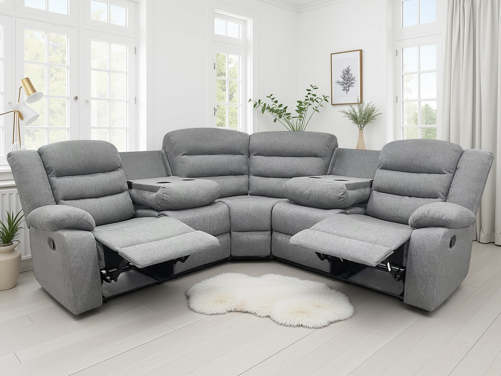 Dundee Manual Recliner Sofa Grey Large Corner - Newsome | Tamla | Aylin Style