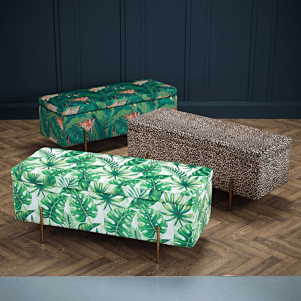 Lola Storage Ottoman Palm Print