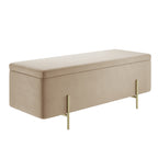 LOLA STORAGE OTTOMAN BEIGE VELET / BRUSHED GOLD