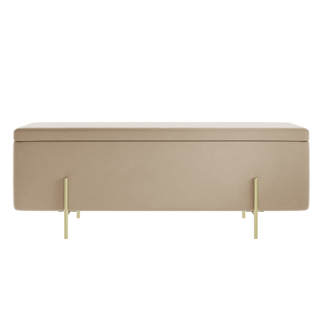 LOLA STORAGE OTTOMAN BEIGE VELET / BRUSHED GOLD