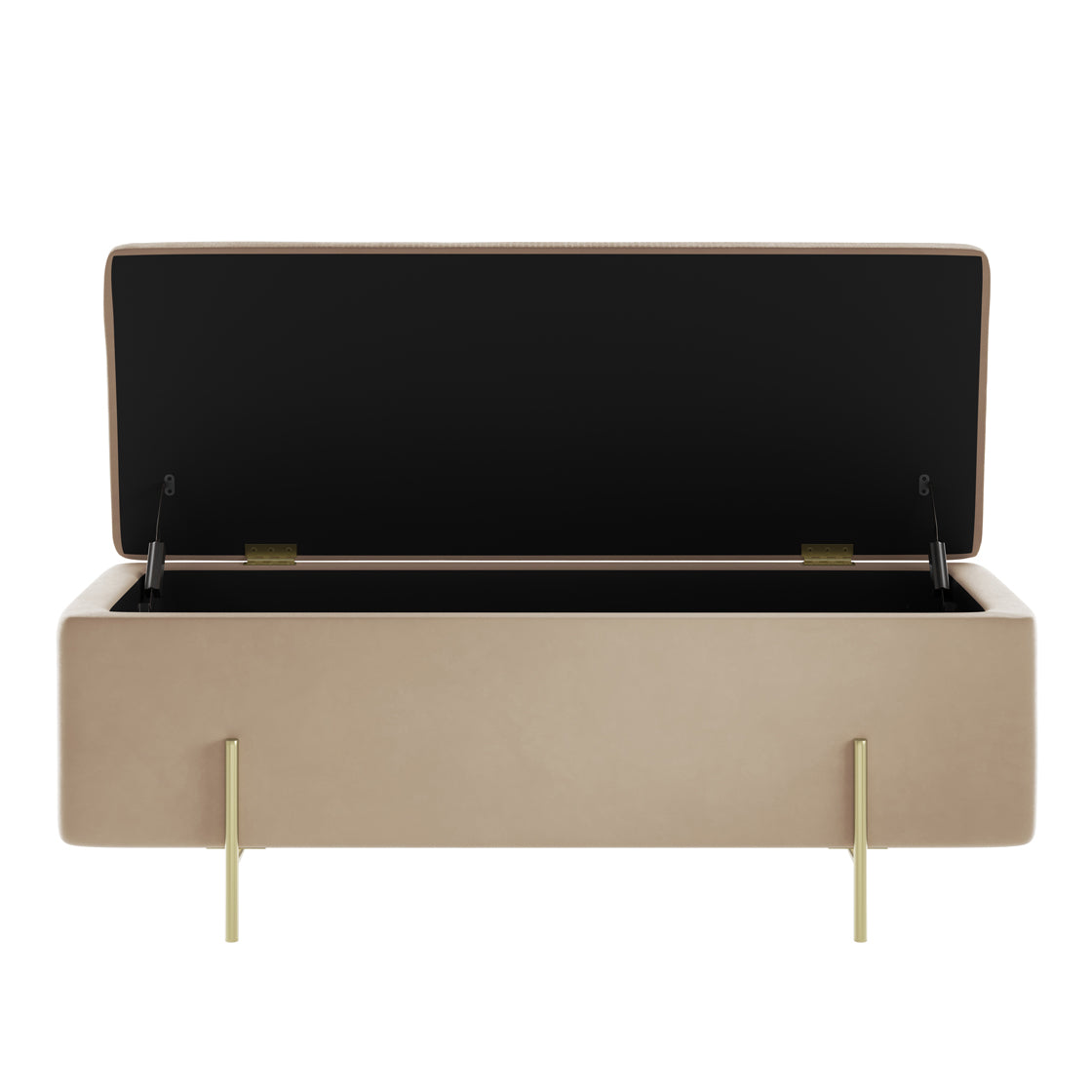 LOLA STORAGE OTTOMAN BEIGE VELET / BRUSHED GOLD