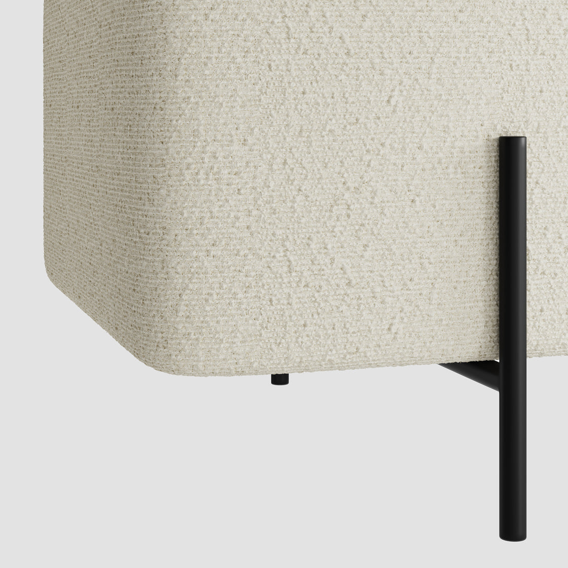 LOLA STORAGE OTTOMAN IVORY BOUCLE / MATTE BLACK