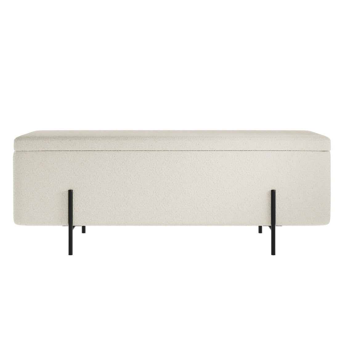 LOLA STORAGE OTTOMAN IVORY BOUCLE / MATTE BLACK