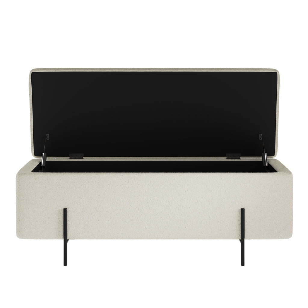 LOLA STORAGE OTTOMAN IVORY BOUCLE / MATTE BLACK