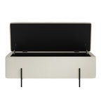 LOLA STORAGE OTTOMAN IVORY BOUCLE / MATTE BLACK