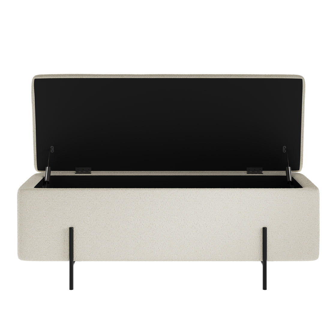 LOLA STORAGE OTTOMAN IVORY BOUCLE / MATTE BLACK