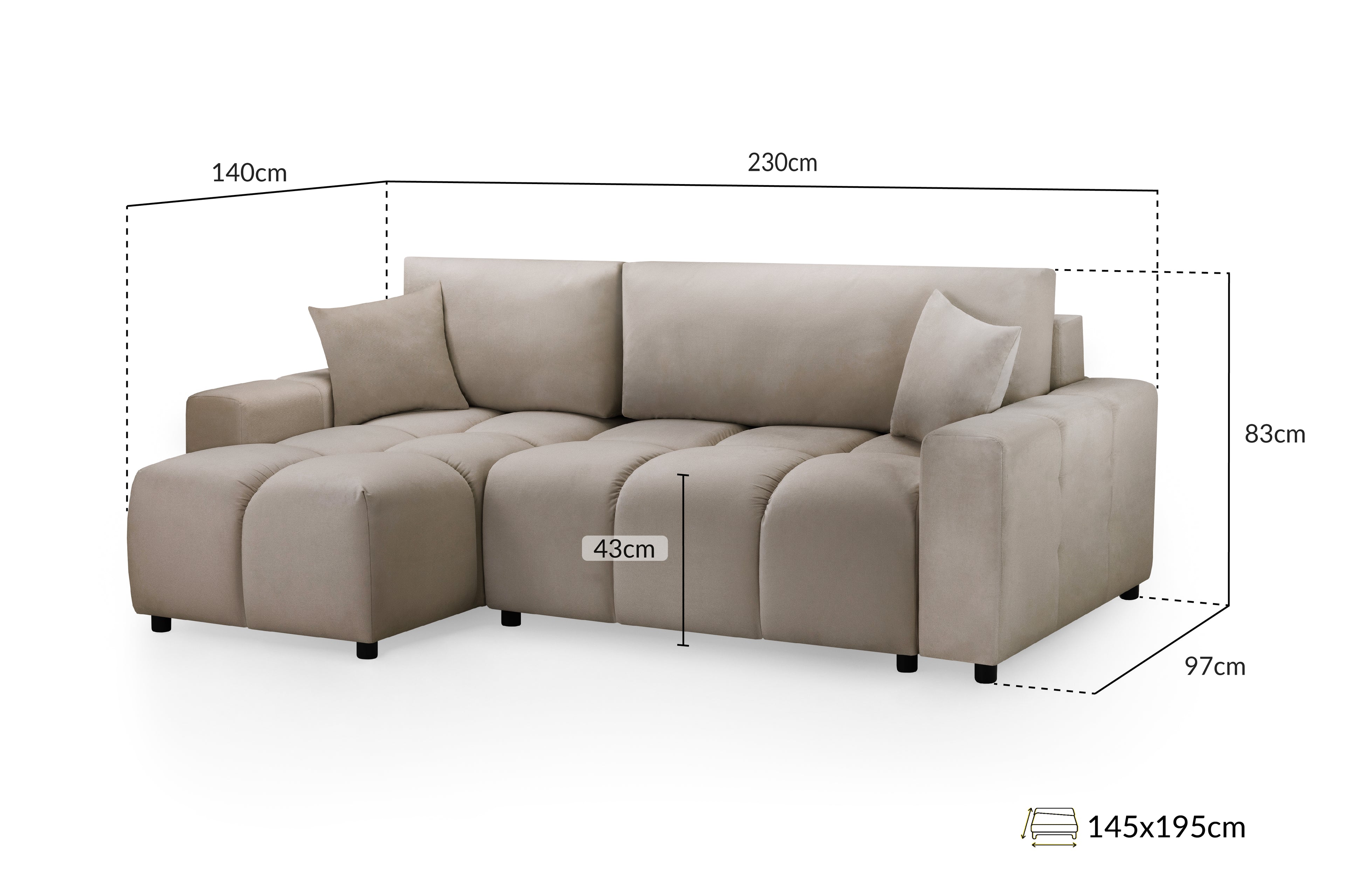 Luki Sofa Bed Mocha Universal Corner