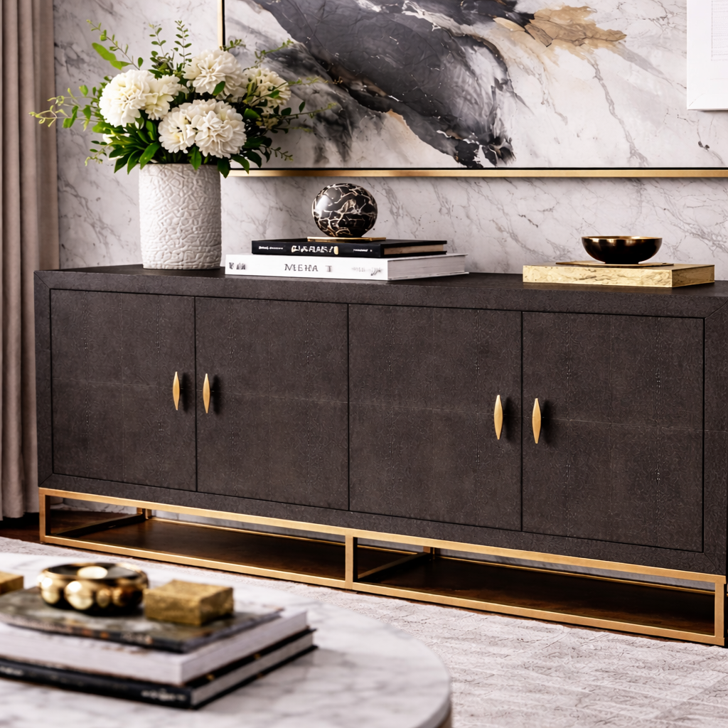 Raphia Sideboard Brown Shagreen