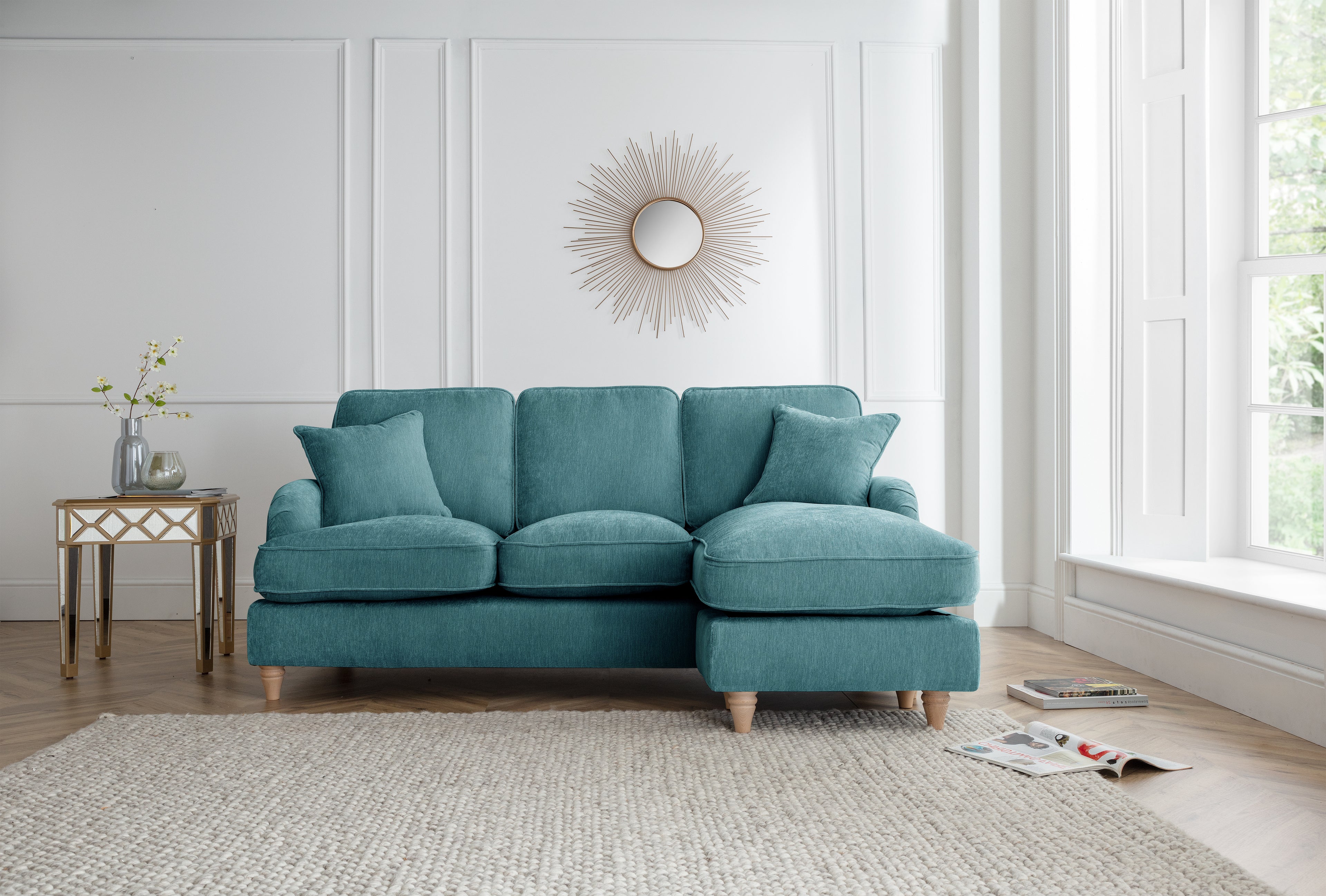 Right Hand Chaise Sofa Manhattan Emerald The Great Sofa Company | Piper | Vienna | Arthur | Emeline | Swift | Morris