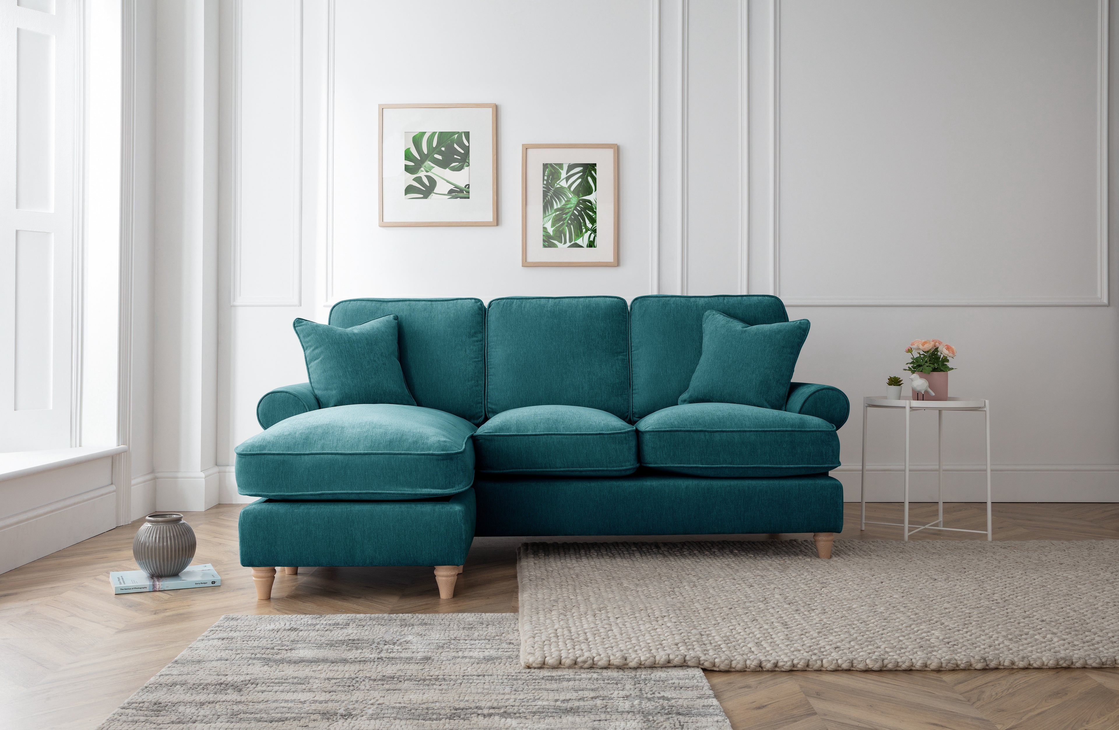 Left Hand Chaise Sofa Manhattan Emerald