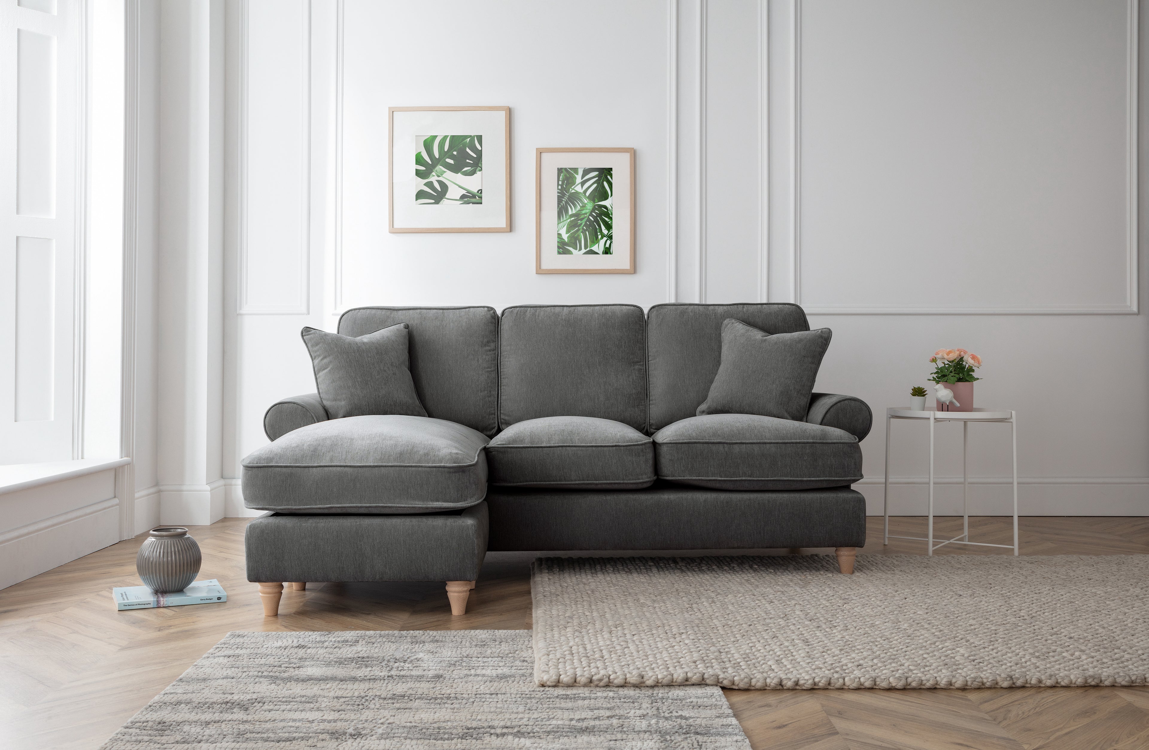 Left Hand Chaise Sofa Manhattan Charcoal