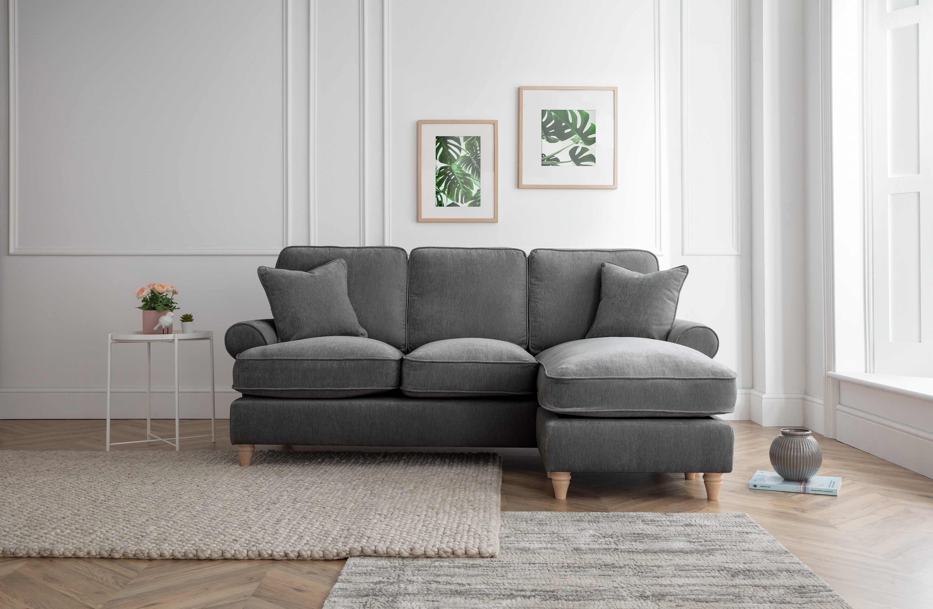 Right Hand Chaise Sofa Manhattan Charcoal