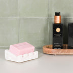 White Marble Grooved Soap Holder