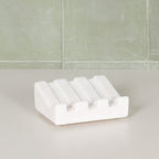 White Marble Grooved Soap Holder