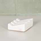 White Marble Grooved Soap Holder