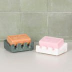 White Marble Grooved Soap Holder