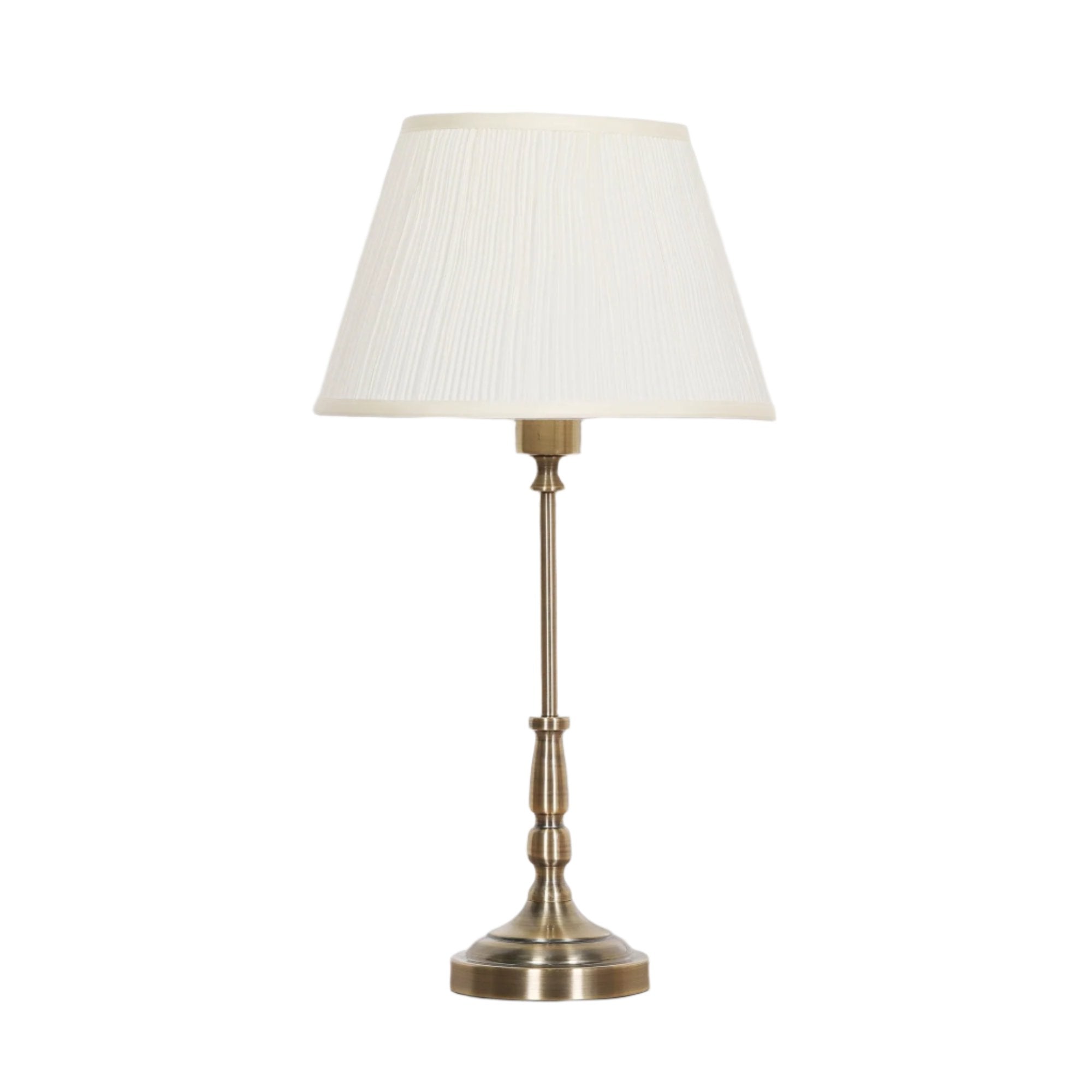 Classical Satin Brass Candlestick Metal Table Lamp with Shade