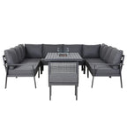 U Shape Garden Dining Set with Fire Pit Table