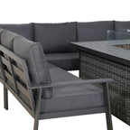 U Shape Garden Dining Set with Fire Pit Table