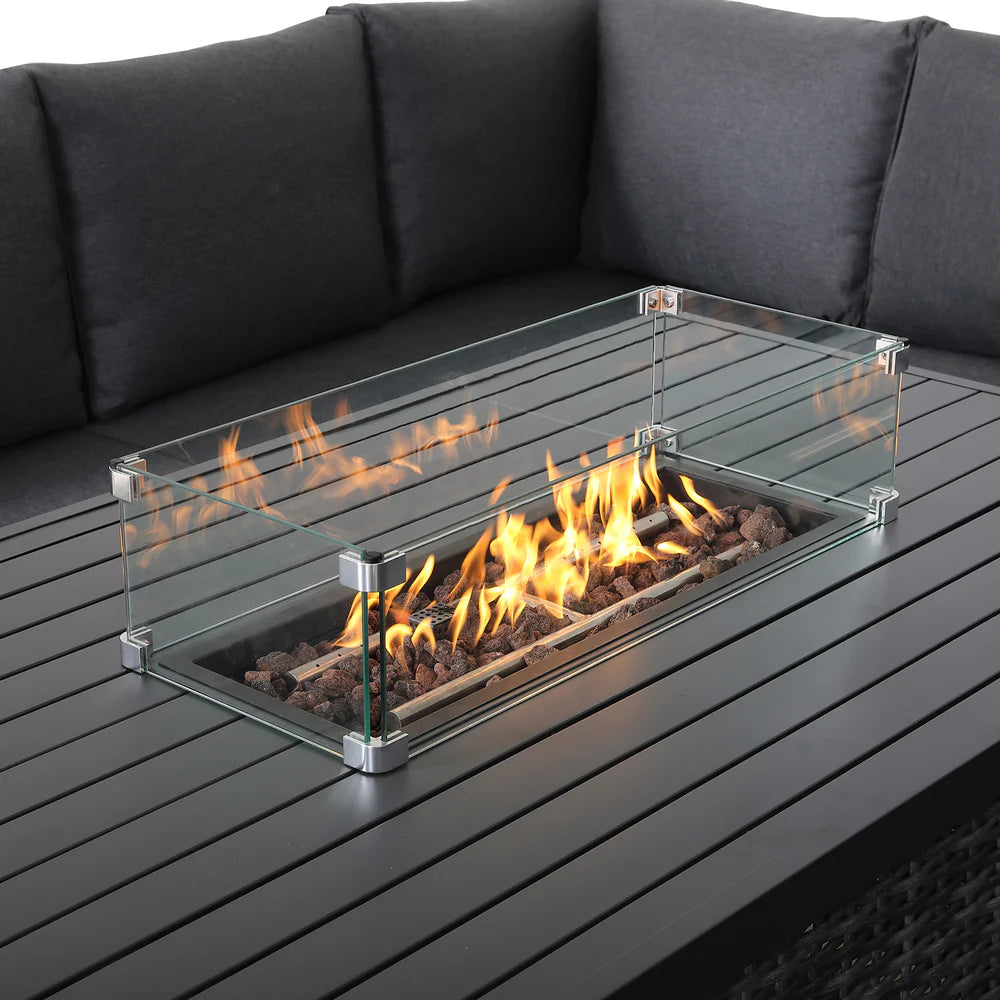 U Shape Garden Dining Set with Fire Pit Table