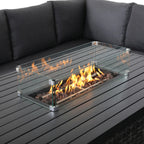 U Shape Garden Dining Set with Fire Pit Table