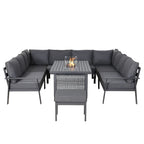 U Shape Garden Dining Set with Fire Pit Table