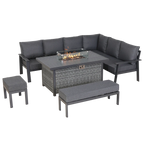 Titan Range High Back Right Hand Corner Sofa Set with Fire Pit Table