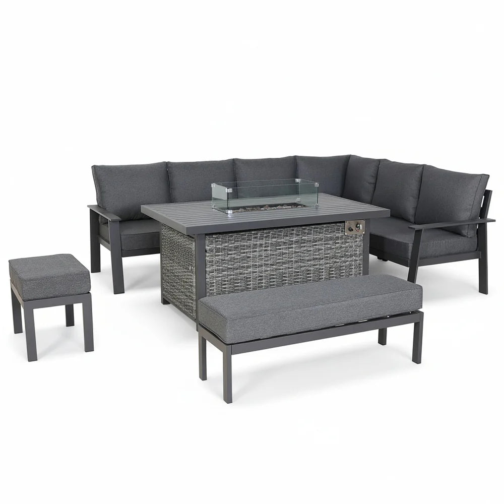 Titan Range High Back Right Hand Corner Sofa Set with Fire Pit Table