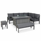 Titan Range High Back Right Hand Corner Sofa Set with Fire Pit Table