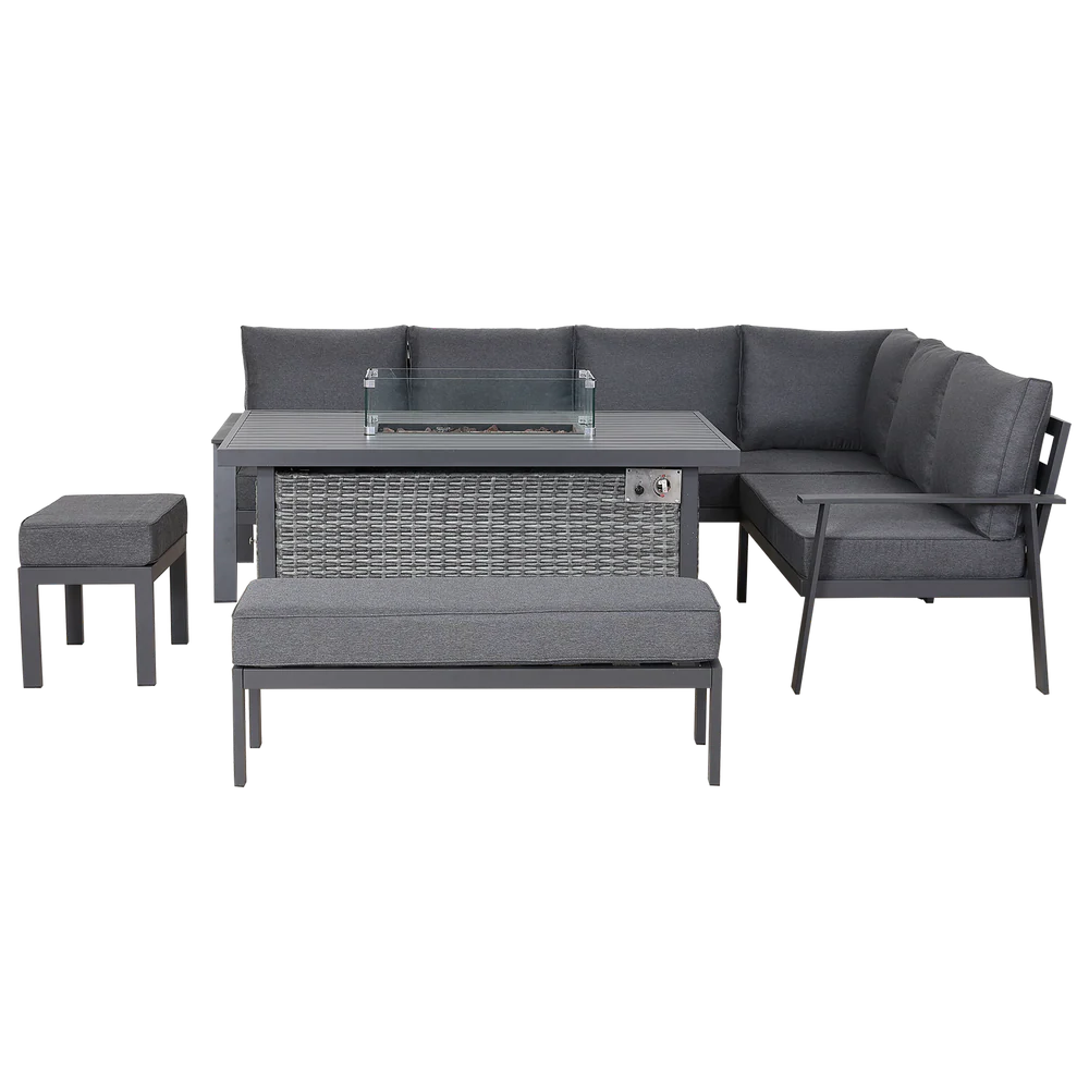 Titan Range High Back Right Hand Corner Sofa Set with Fire Pit Table