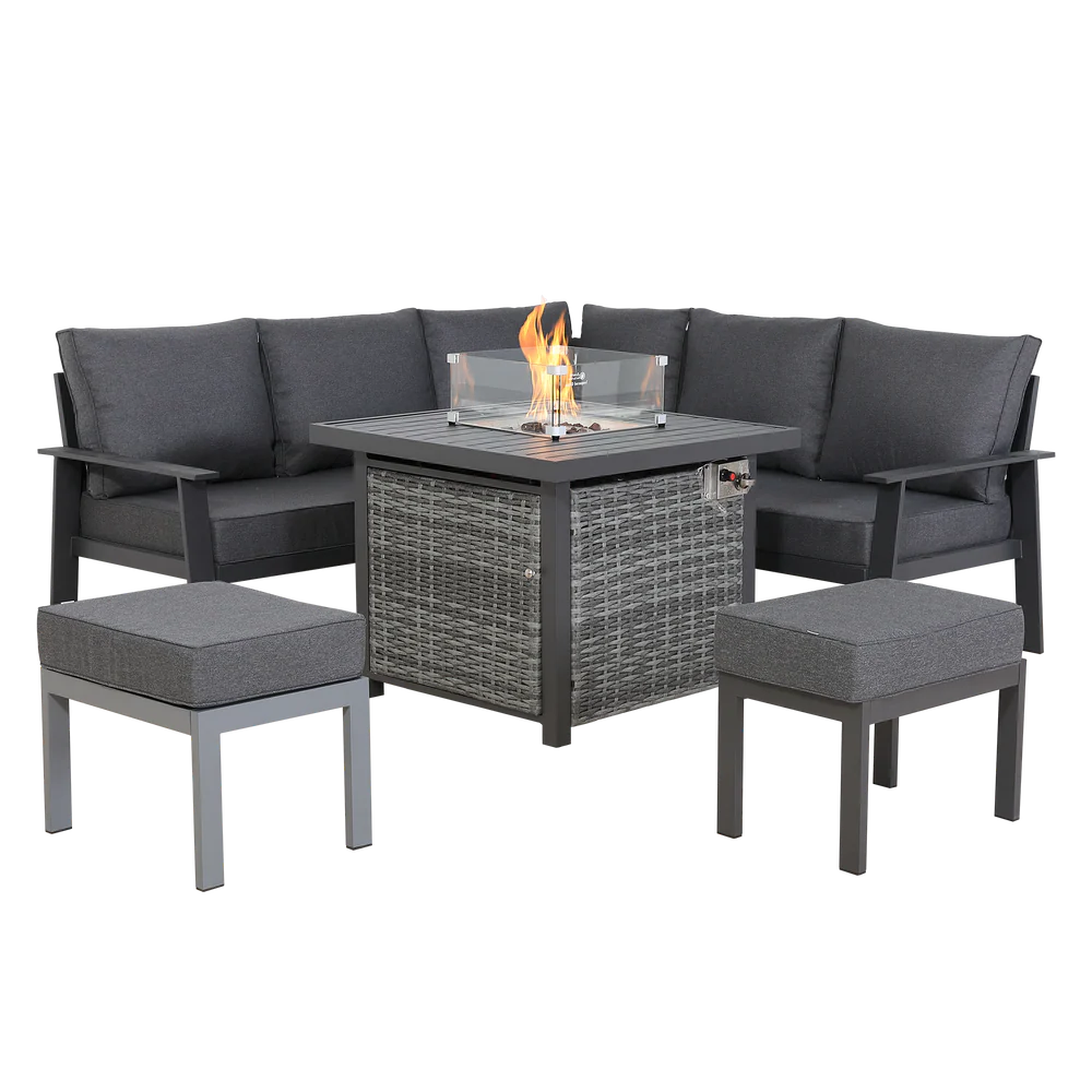 Titan Range Square Corner Sofa Set with Fire Pit Table