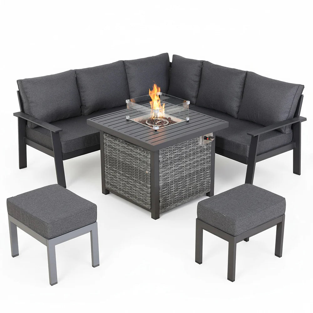 Titan Range Square Corner Sofa Set with Fire Pit Table