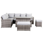 Sloane Range Left Hand Corner Sofa Set with Rising Table in Rustic Grey Weave