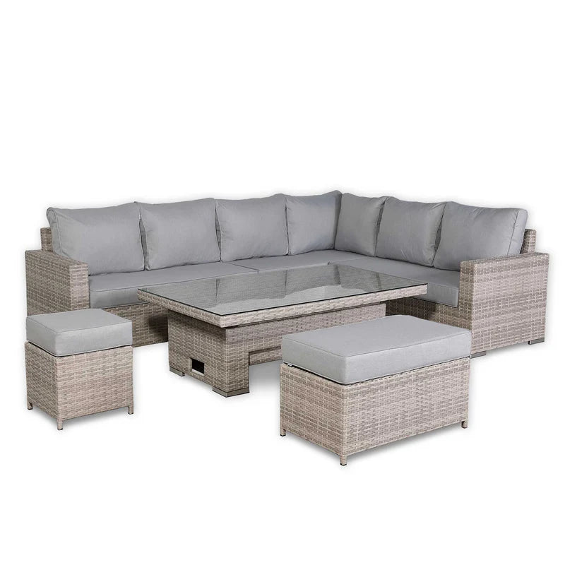 Corner Large Dining Set with Rising Table (Right Hand) gREY